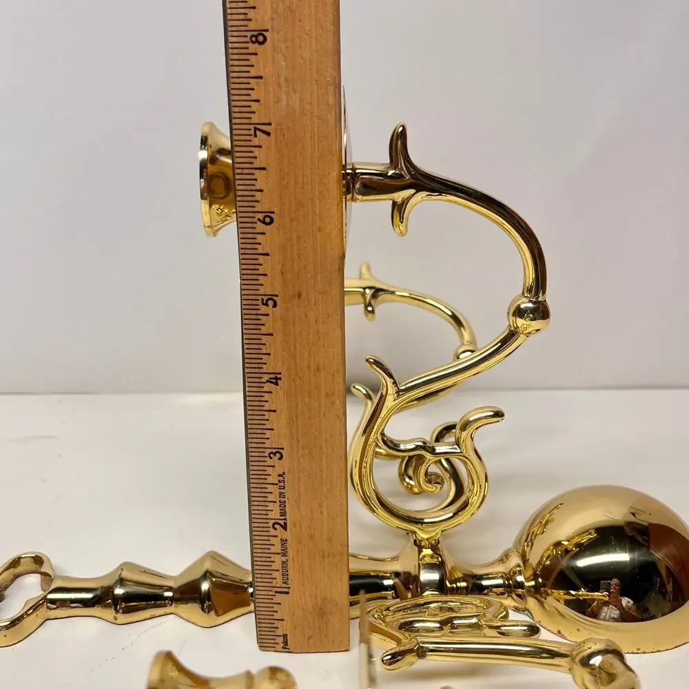 Three Arm Solid Brass Candle Holder Wall Sconce